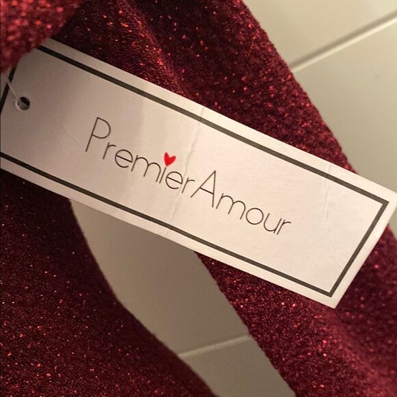 Premier Amour Asymmetrical Elegant Off-Shoulder Red Dress - Picture 8 of 8